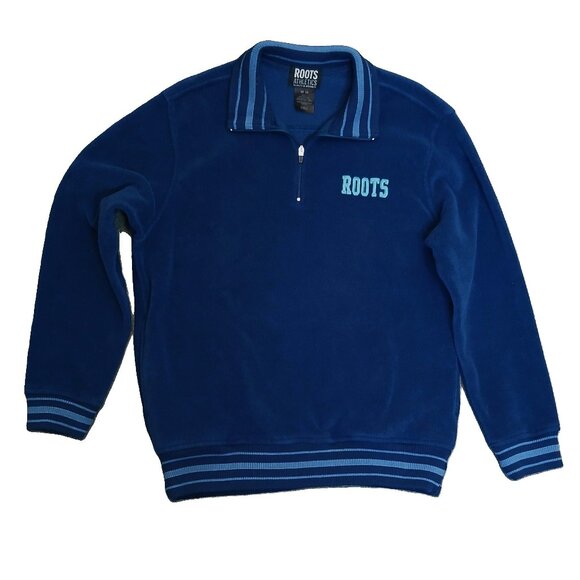 VINTAGE 90s Roots Athletics Fleece 1/4 zip Sweater / Sweatshirt - RARE  - Medium - Picture 1 of 9